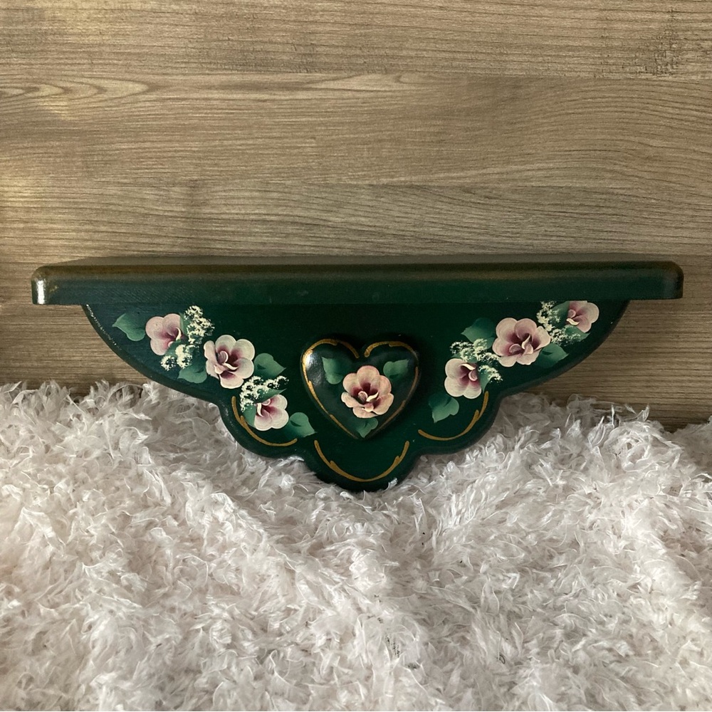 Vintage Tole Painted Wooden Shelf - Picture 1 of 3